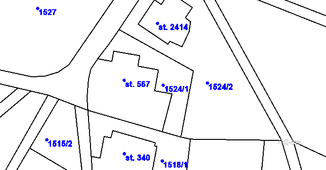 Parcela st. 1524/1 v KÚ Bělá pod Bezdězem, Katastrální mapa