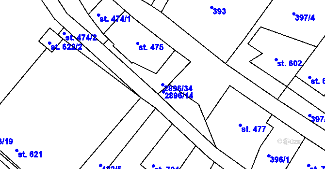 Parcela st. 2896/34 v KÚ Bělá pod Bezdězem, Katastrální mapa