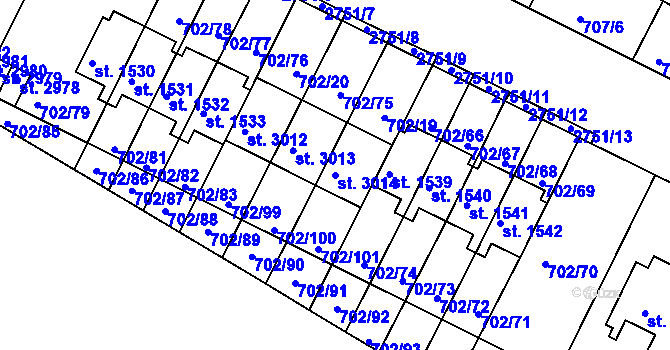 Parcela st. 3014 v KÚ Bělá pod Bezdězem, Katastrální mapa
