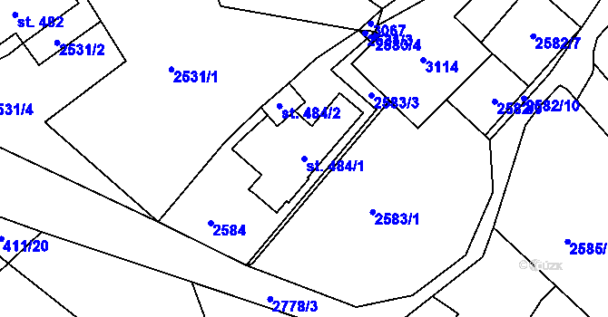 Parcela st. 484/1 v KÚ Bělá pod Bezdězem, Katastrální mapa