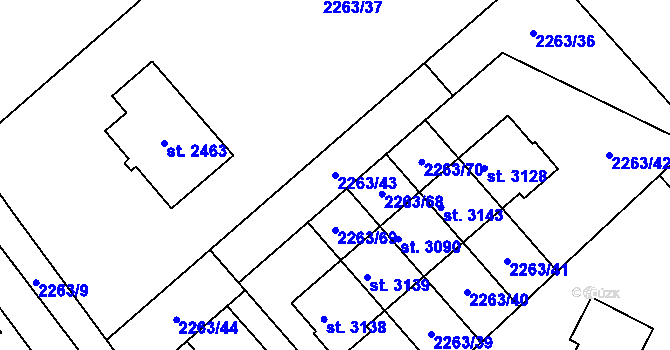 Parcela st. 2263/43 v KÚ Bělá pod Bezdězem, Katastrální mapa