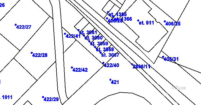 Parcela st. 3057 v KÚ Bělá pod Bezdězem, Katastrální mapa