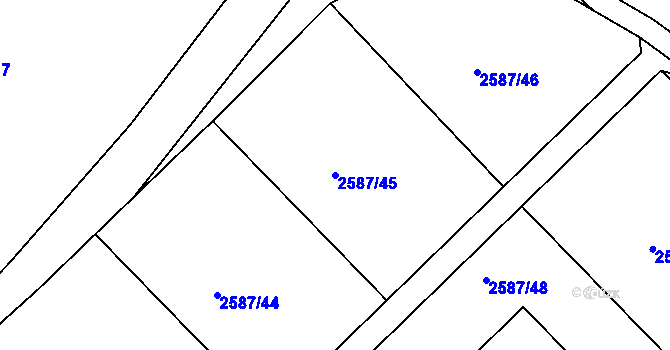 Parcela st. 2587/45 v KÚ Bělá pod Bezdězem, Katastrální mapa