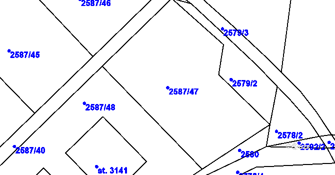 Parcela st. 2587/47 v KÚ Bělá pod Bezdězem, Katastrální mapa