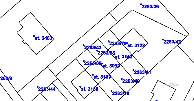 Parcela st. 2263/68 v KÚ Bělá pod Bezdězem, Katastrální mapa