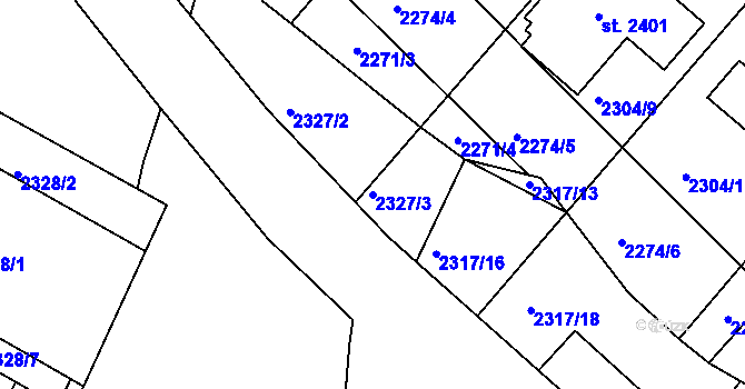Parcela st. 2327/3 v KÚ Bělá pod Bezdězem, Katastrální mapa