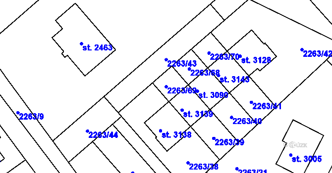Parcela st. 2263/69 v KÚ Bělá pod Bezdězem, Katastrální mapa