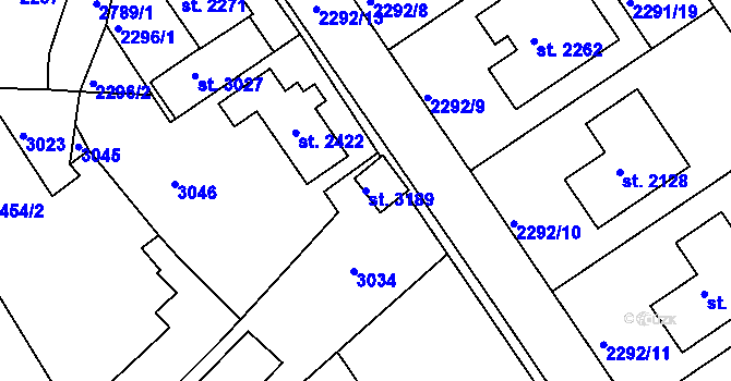 Parcela st. 3189 v KÚ Bělá pod Bezdězem, Katastrální mapa