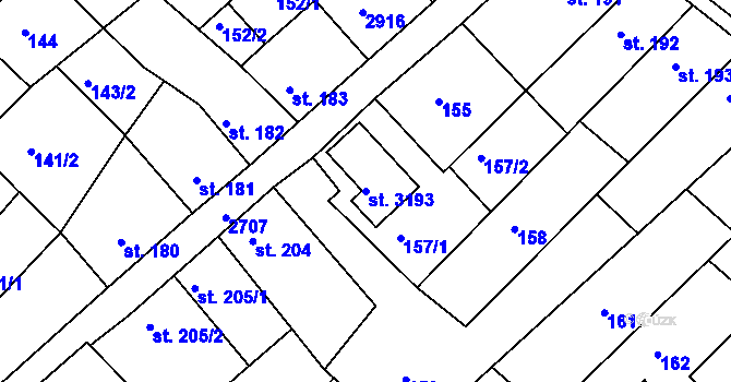 Parcela st. 3193 v KÚ Bělá pod Bezdězem, Katastrální mapa