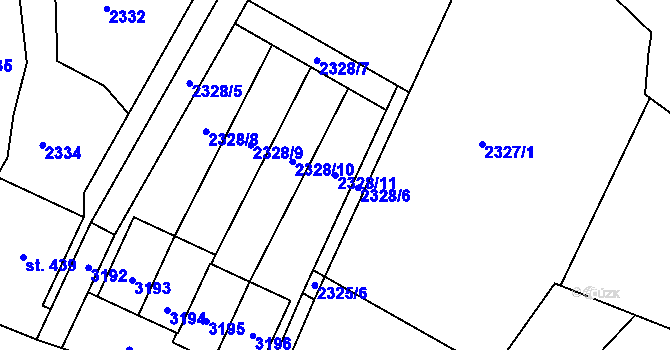 Parcela st. 2328/11 v KÚ Bělá pod Bezdězem, Katastrální mapa