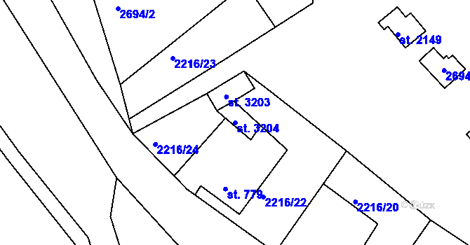 Parcela st. 3204 v KÚ Bělá pod Bezdězem, Katastrální mapa