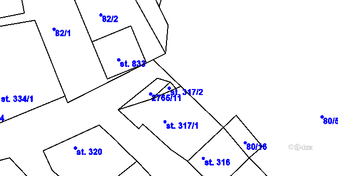 Parcela st. 317/2 v KÚ Bělá pod Bezdězem, Katastrální mapa