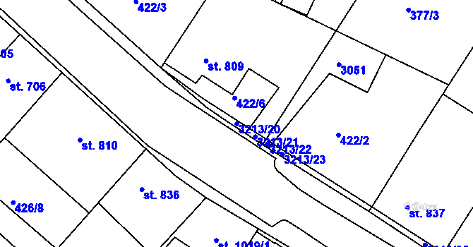 Parcela st. 3213/20 v KÚ Bělá pod Bezdězem, Katastrální mapa