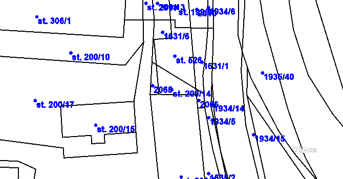 Parcela st. 200/14 v KÚ Adolfovice, Katastrální mapa