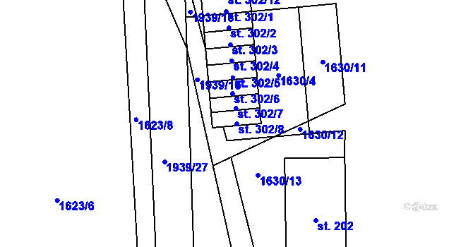 Parcela st. 302/8 v KÚ Adolfovice, Katastrální mapa