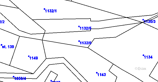 Parcela st. 1132/6 v KÚ Adolfovice, Katastrální mapa