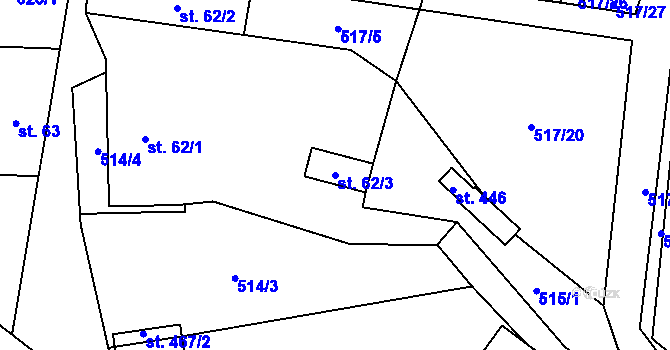 Parcela st. 62/3 v KÚ Adolfovice, Katastrální mapa