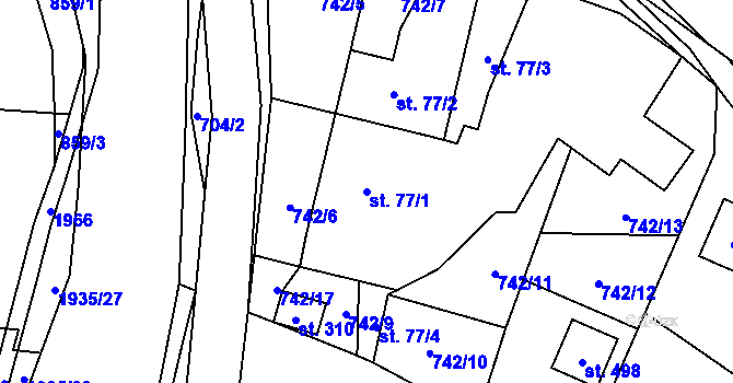 Parcela st. 77/1 v KÚ Adolfovice, Katastrální mapa