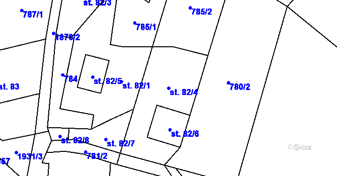 Parcela st. 82/4 v KÚ Adolfovice, Katastrální mapa