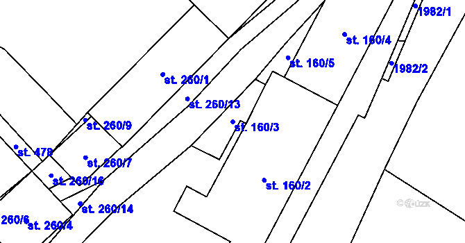 Parcela st. 160/3 v KÚ Adolfovice, Katastrální mapa