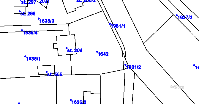 Parcela st. 204 v KÚ Adolfovice, Katastrální mapa