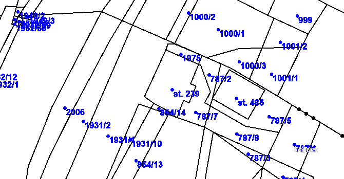 Parcela st. 239 v KÚ Adolfovice, Katastrální mapa