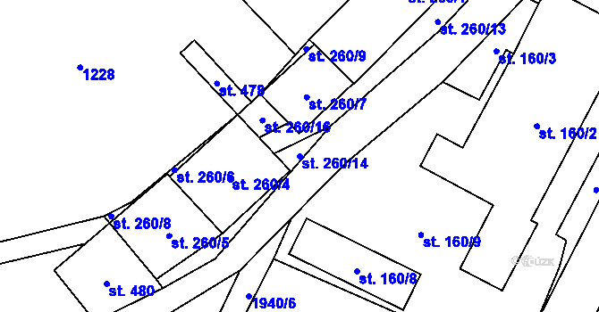 Parcela st. 260/14 v KÚ Adolfovice, Katastrální mapa