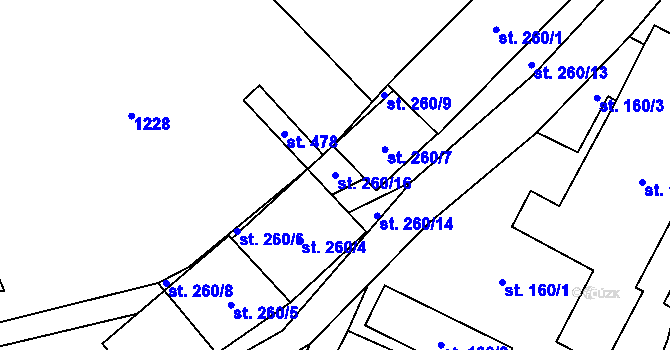 Parcela st. 260/16 v KÚ Adolfovice, Katastrální mapa