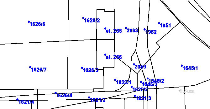 Parcela st. 266 v KÚ Adolfovice, Katastrální mapa