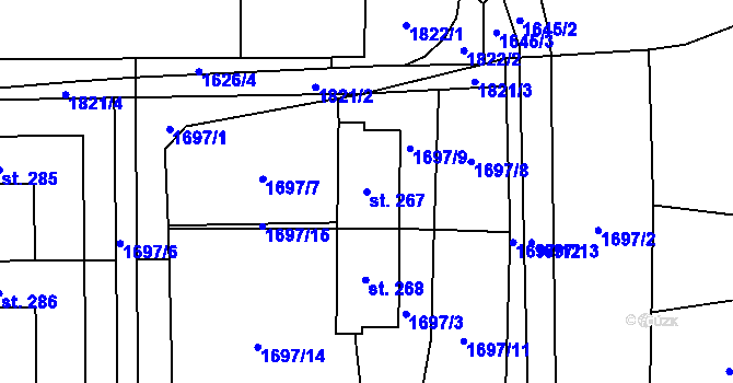 Parcela st. 267 v KÚ Adolfovice, Katastrální mapa
