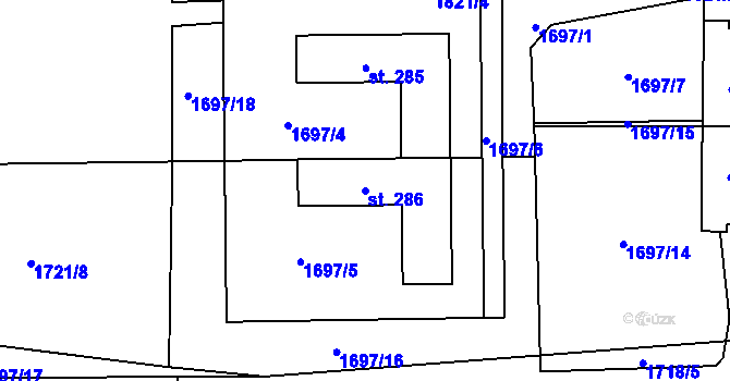Parcela st. 286 v KÚ Adolfovice, Katastrální mapa