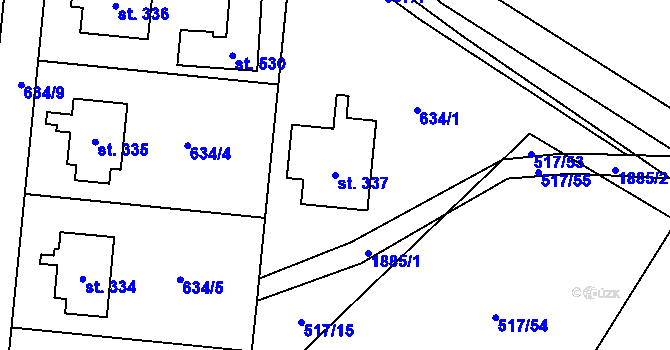 Parcela st. 337 v KÚ Adolfovice, Katastrální mapa