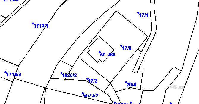 Parcela st. 380 v KÚ Adolfovice, Katastrální mapa