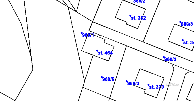 Parcela st. 464 v KÚ Adolfovice, Katastrální mapa