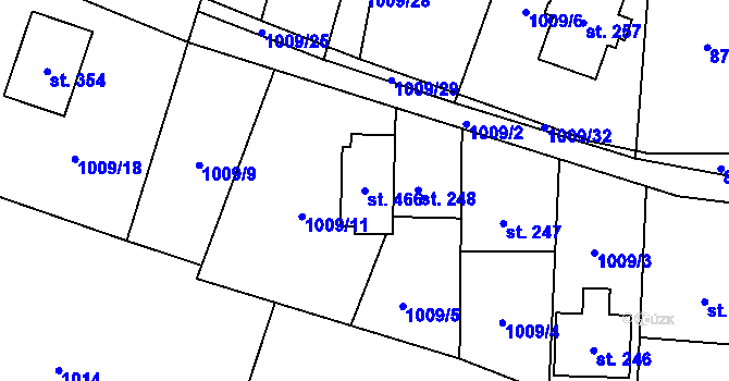 Parcela st. 466 v KÚ Adolfovice, Katastrální mapa