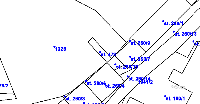 Parcela st. 478 v KÚ Adolfovice, Katastrální mapa