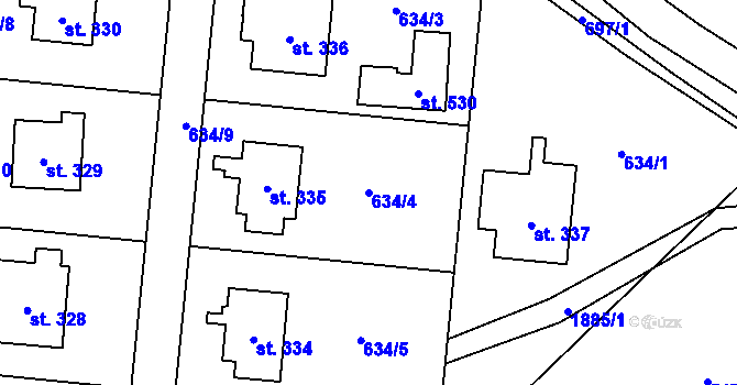 Parcela st. 634/4 v KÚ Adolfovice, Katastrální mapa