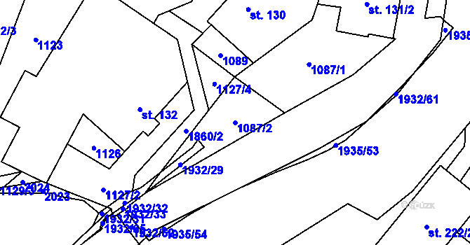 Parcela st. 1087/2 v KÚ Adolfovice, Katastrální mapa