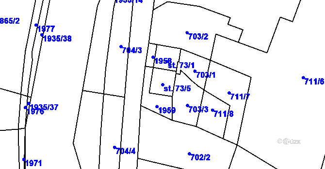 Parcela st. 73/5 v KÚ Adolfovice, Katastrální mapa