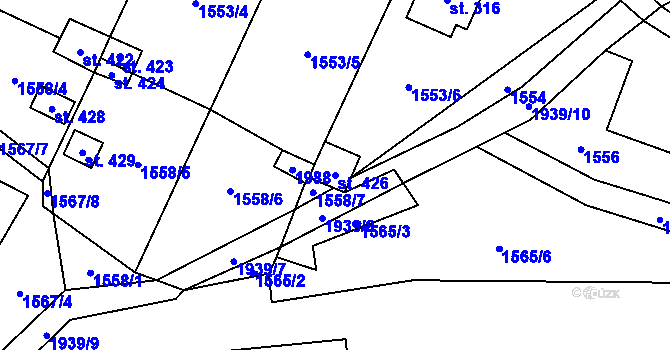 Parcela st. 426 v KÚ Adolfovice, Katastrální mapa