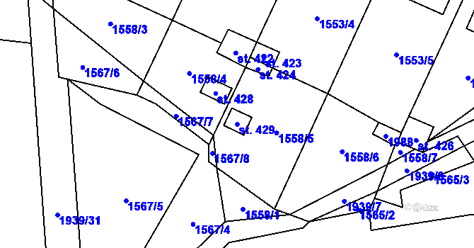 Parcela st. 429 v KÚ Adolfovice, Katastrální mapa