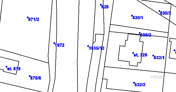 Parcela st. 1935/12 v KÚ Adolfovice, Katastrální mapa