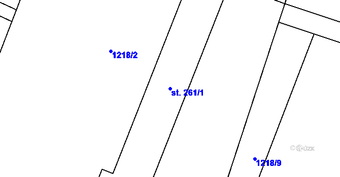 Parcela st. 261/1 v KÚ Adolfovice, Katastrální mapa