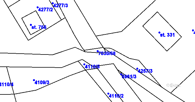 Parcela st. 7030/68 v KÚ Domašov u Jeseníka, Katastrální mapa