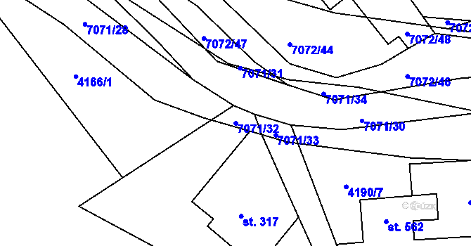 Parcela st. 7071/32 v KÚ Domašov u Jeseníka, Katastrální mapa