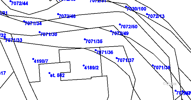 Parcela st. 7071/36 v KÚ Domašov u Jeseníka, Katastrální mapa
