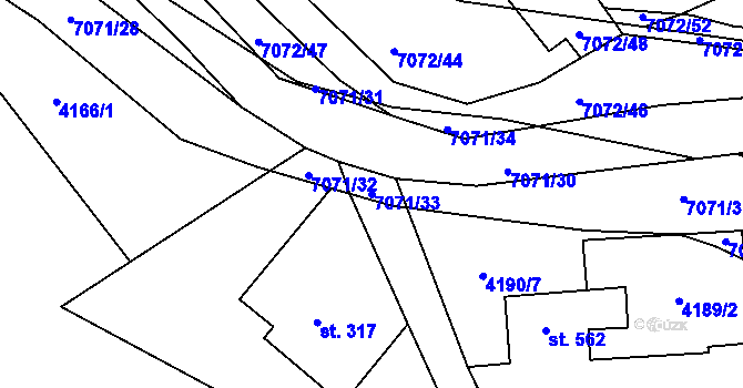 Parcela st. 7071/33 v KÚ Domašov u Jeseníka, Katastrální mapa