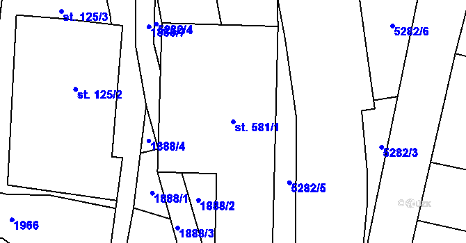 Parcela st. 581/1 v KÚ Domašov u Jeseníka, Katastrální mapa