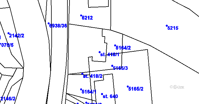 Parcela st. 418/1 v KÚ Domašov u Jeseníka, Katastrální mapa