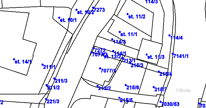Parcela st. 12/2 v KÚ Domašov u Jeseníka, Katastrální mapa